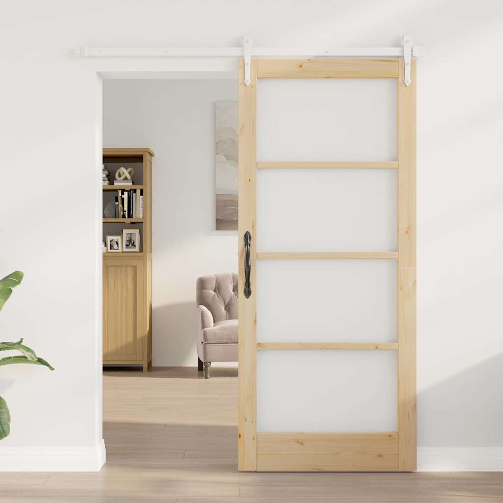 Sliding Door Manual Brown 86 x 211 cm Wood and metal