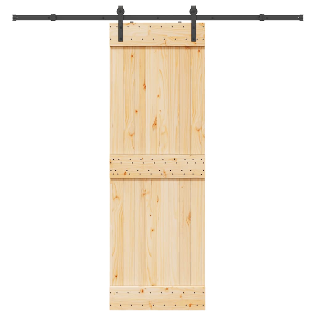 Sliding Door with Hardware Set 70x210 cm Solid Wood Pine