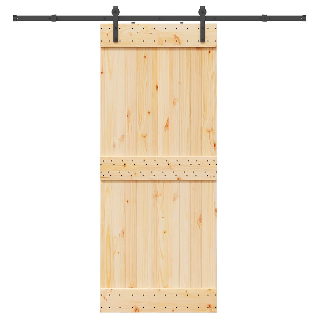Sliding Door with Hardware Set 85x210 cm Solid Wood Pine
