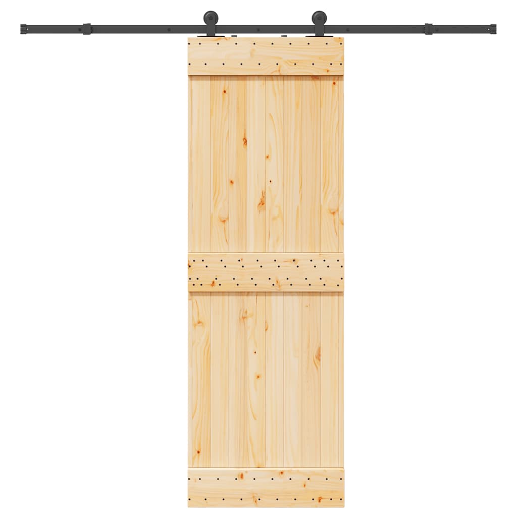 Sliding Door with Hardware Set 70x210 cm Solid Wood Pine