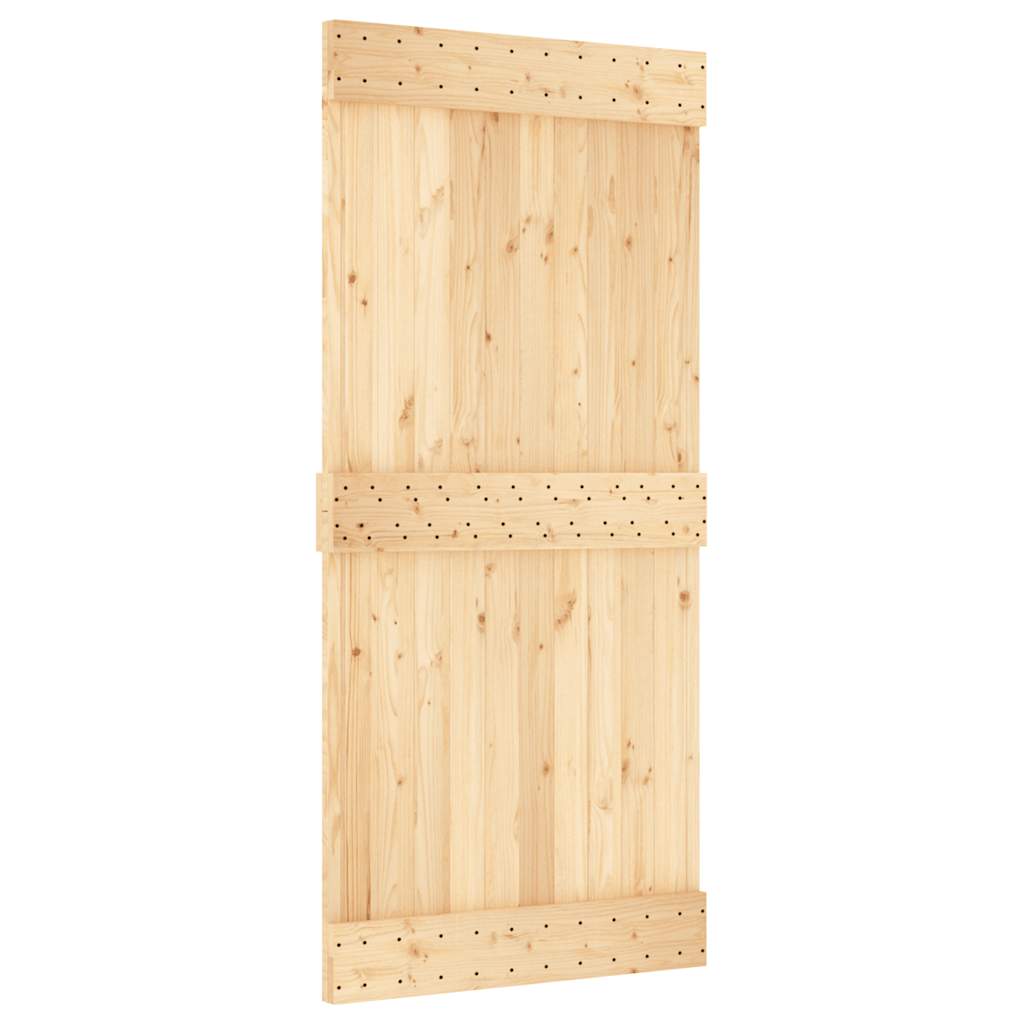 Sliding Door with Hardware Set 100x210 cm Solid Wood Pine