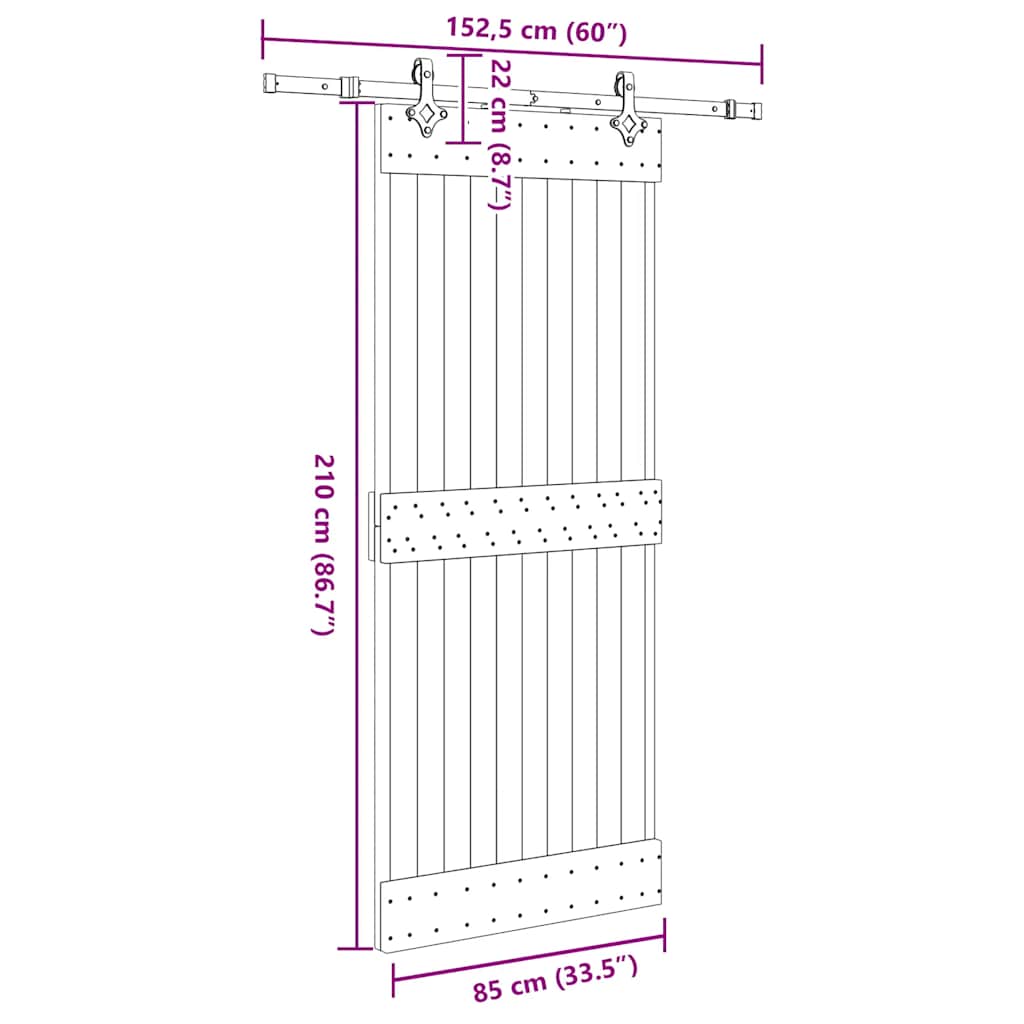 Sliding Door with Hardware Set 85x210 cm Solid Wood Pine