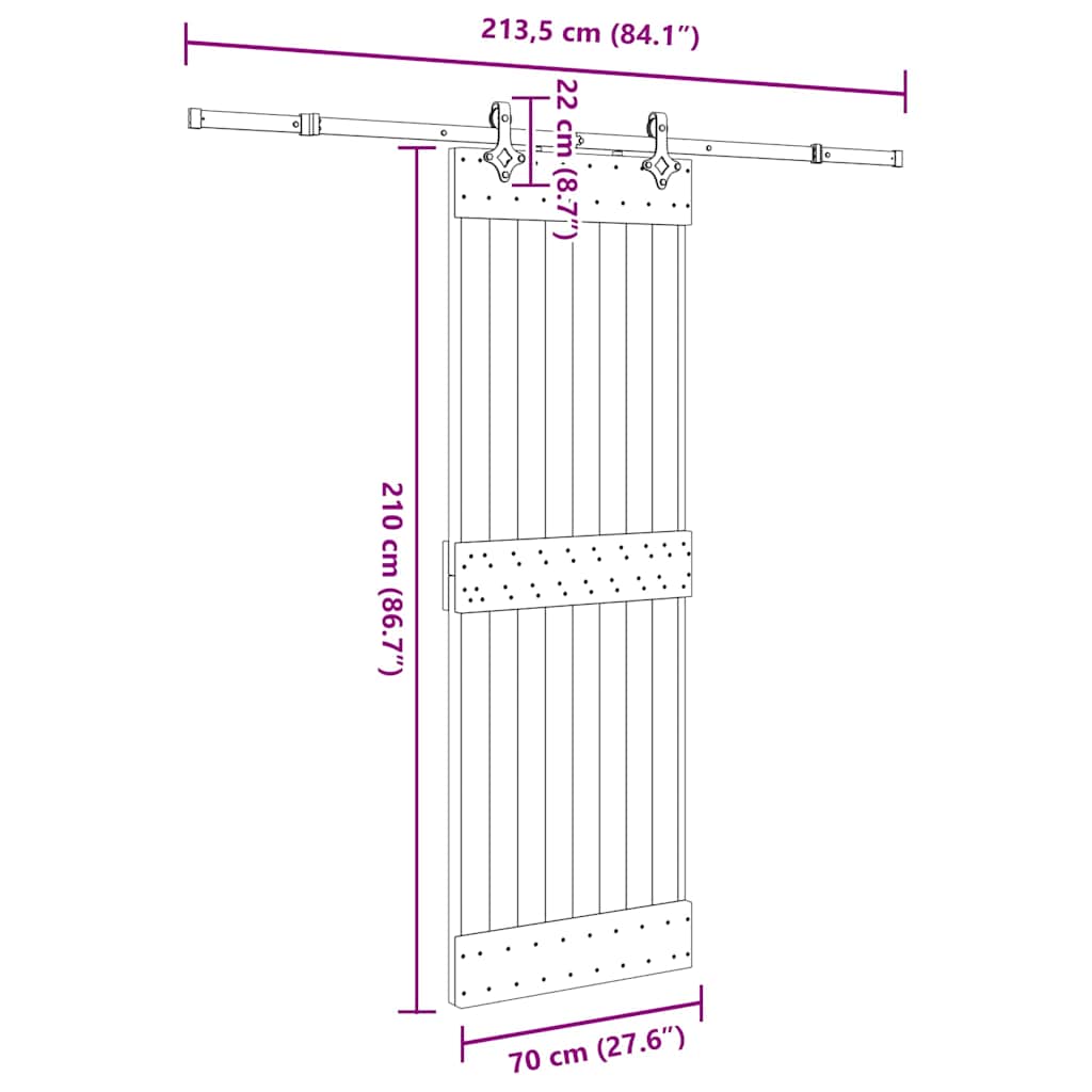 Sliding Door with Hardware Set 70x210 cm Solid Wood Pine