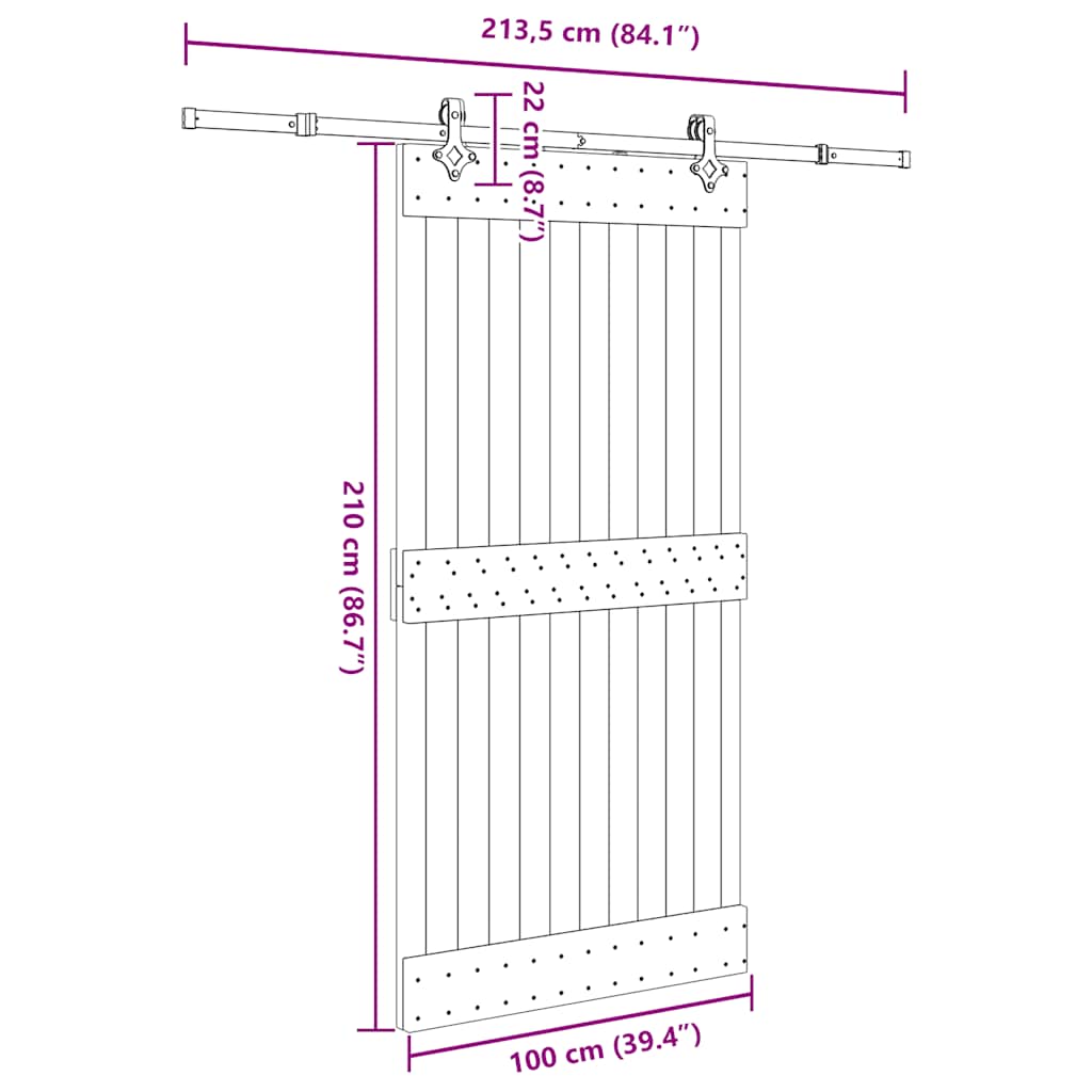 Sliding Door with Hardware Set 100x210 cm Solid Wood Pine