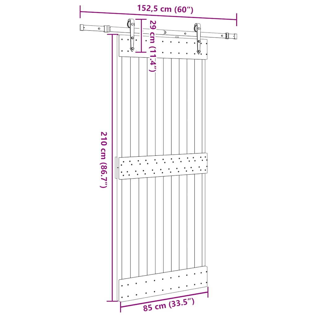 Sliding Door with Hardware Set 85x210 cm Solid Wood Pine