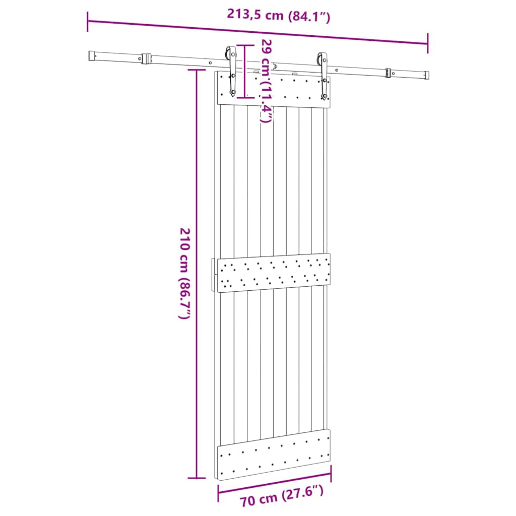 Sliding Door with Hardware Set 70x210 cm Solid Wood Pine