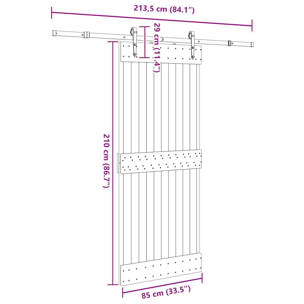 Sliding Door with Hardware Set 85x210 cm Solid Wood Pine