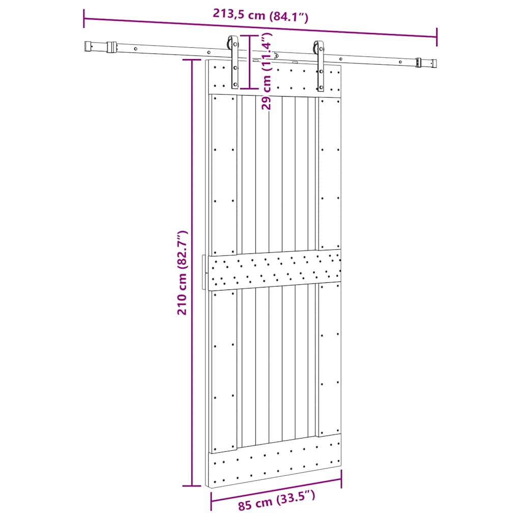 Sliding Door with Hardware Set 85x210 cm Solid Wood Pine