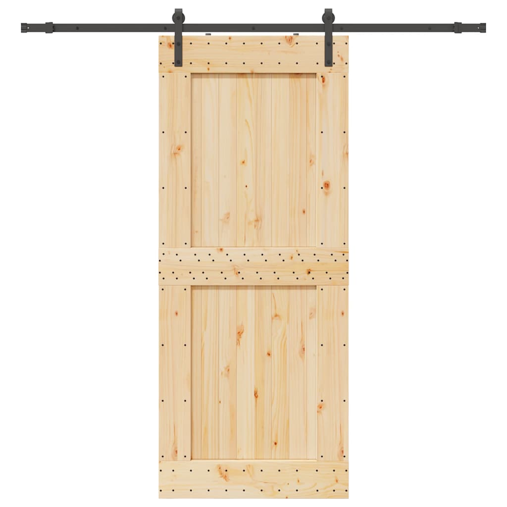 Sliding Door with Hardware Set 95x210 cm Solid Wood Pine