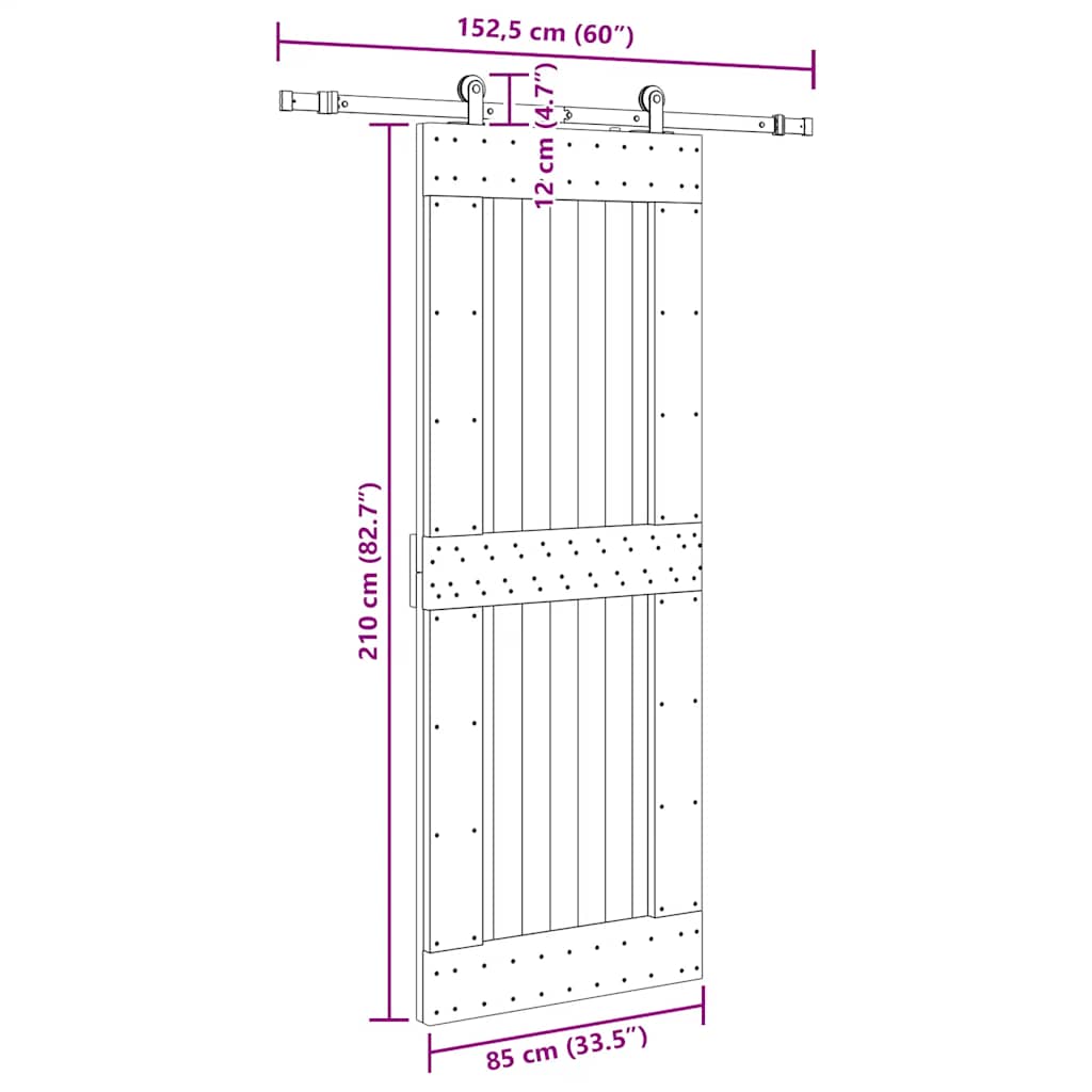 Sliding Door with Hardware Set 85x210 cm Solid Wood Pine