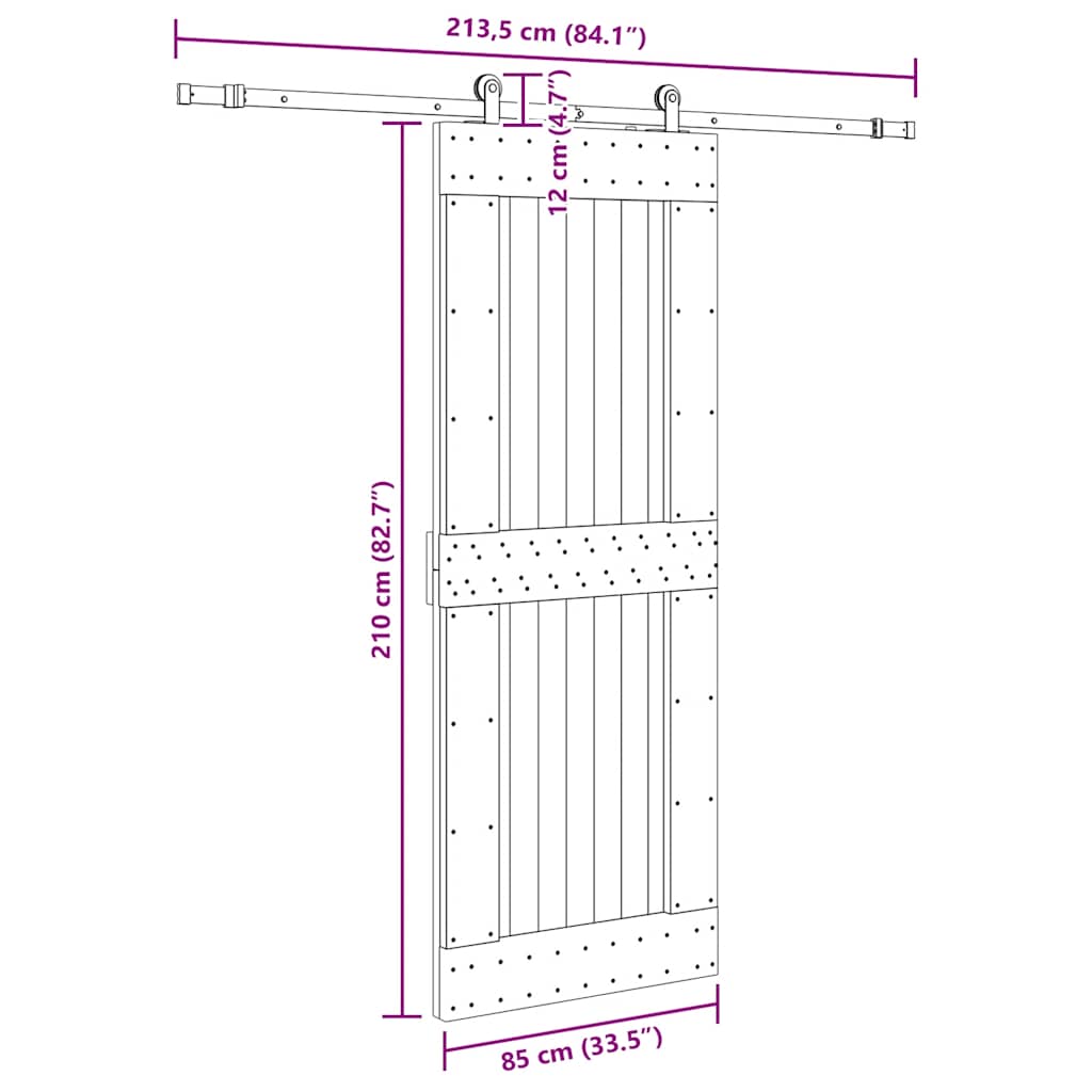 Sliding Door with Hardware Set 85x210 cm Solid Wood Pine