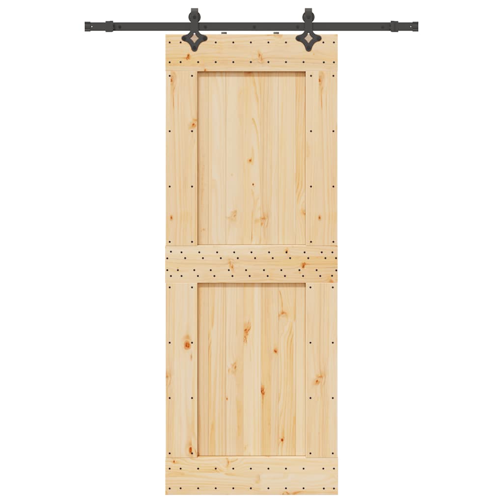 Sliding Door with Hardware Set 85x210 cm Solid Wood Pine