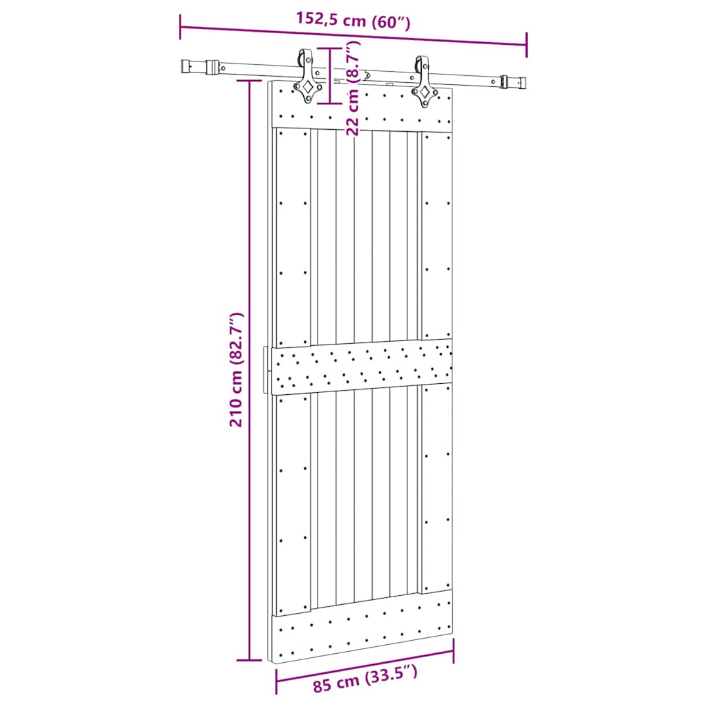 Sliding Door with Hardware Set 85x210 cm Solid Wood Pine