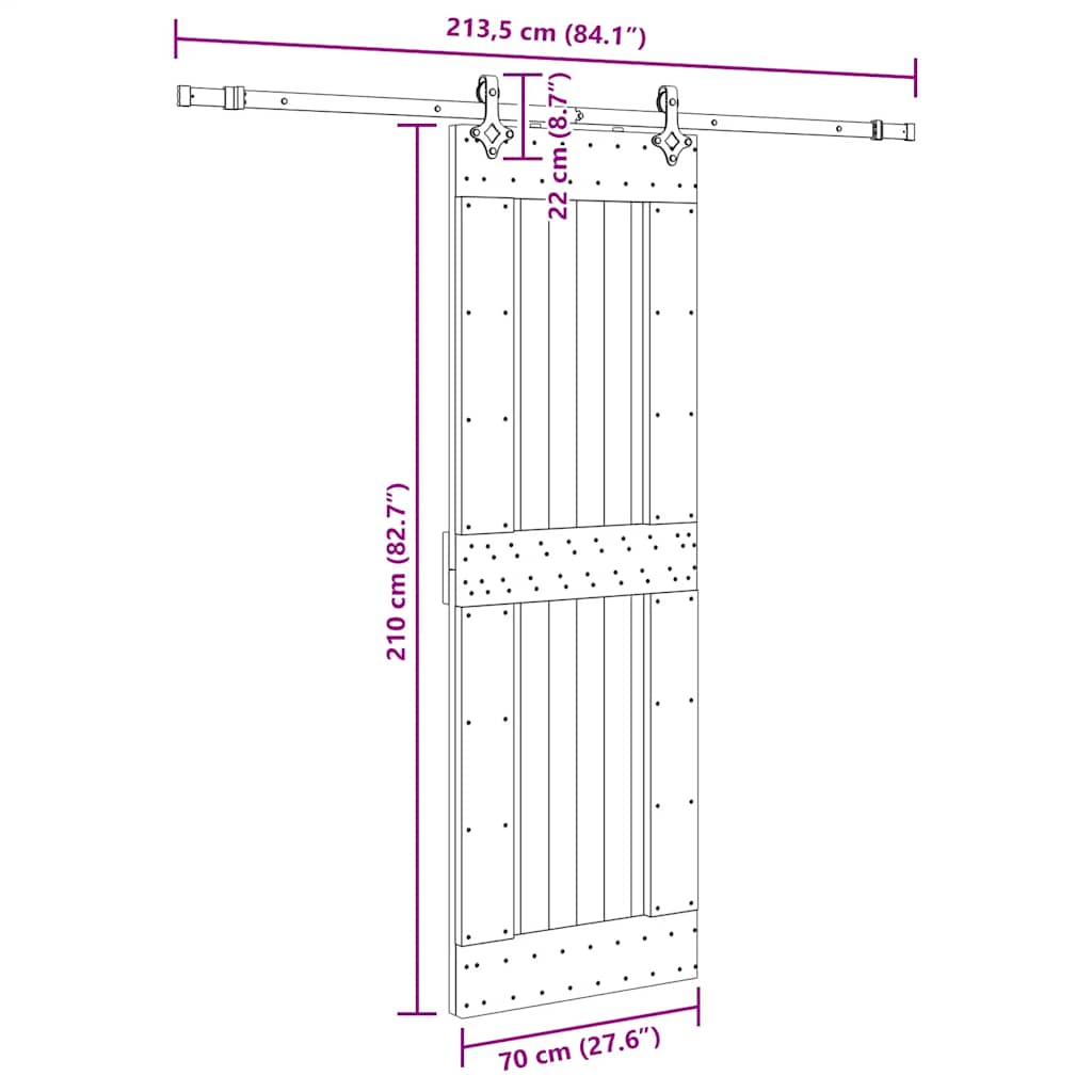 Sliding Door with Hardware Set 70x210 cm Solid Wood Pine