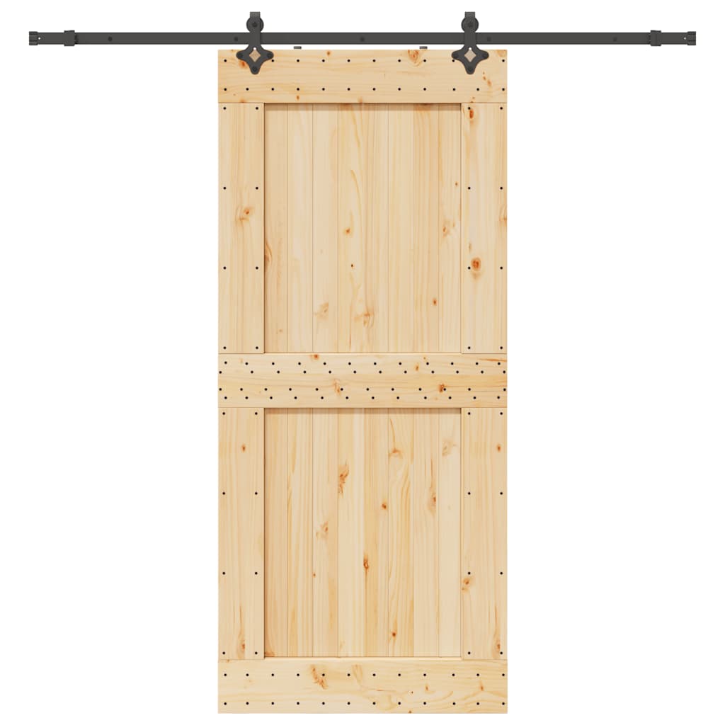 Sliding Door with Hardware Set 100x210 cm Solid Wood Pine