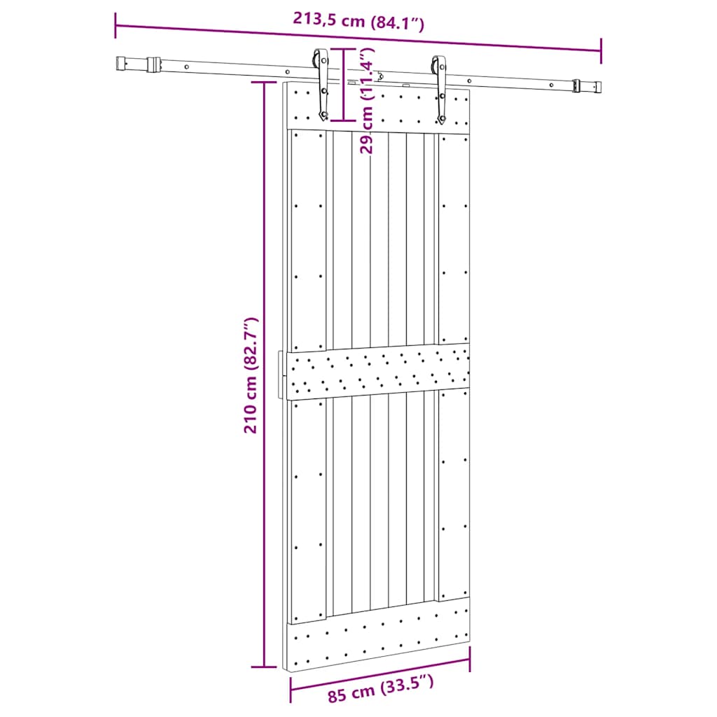 Sliding Door with Hardware Set 85x210 cm Solid Wood Pine
