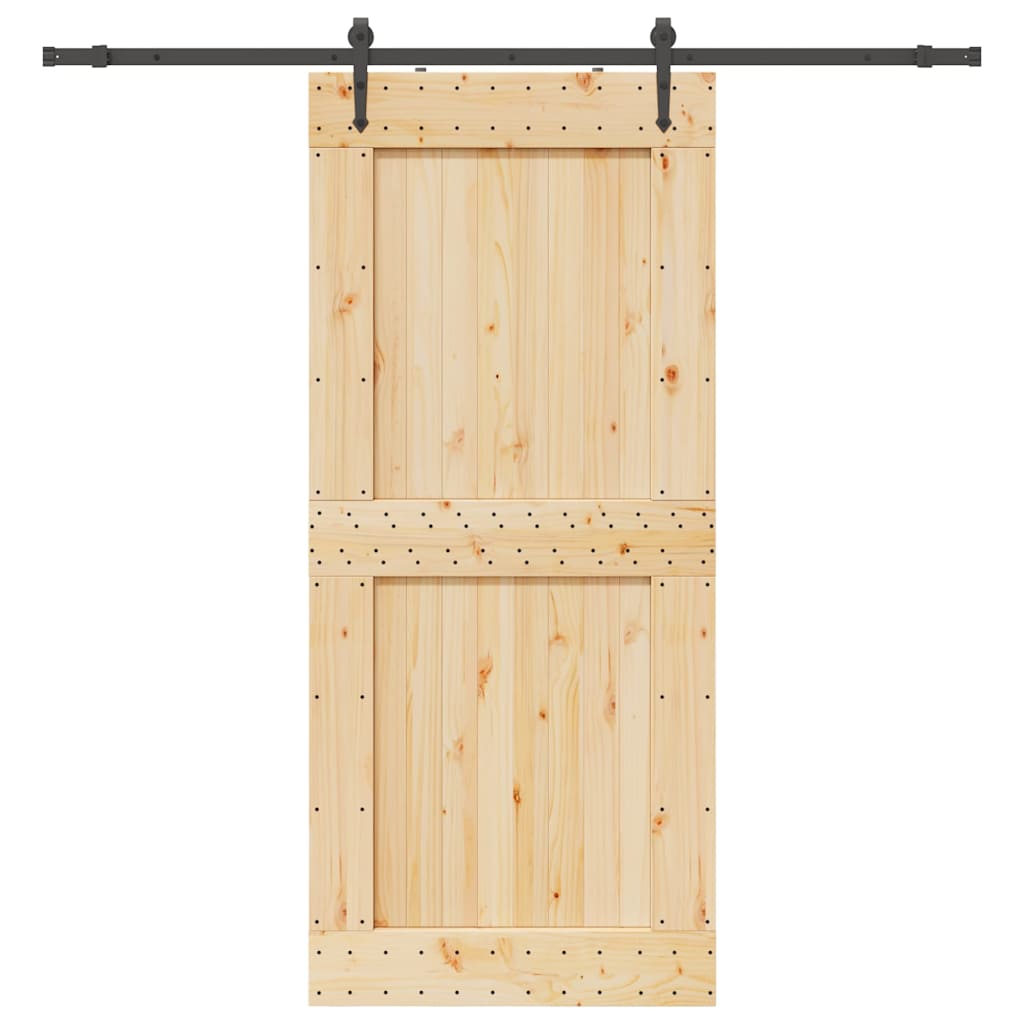 Sliding Door with Hardware Set 100x210 cm Solid Wood Pine