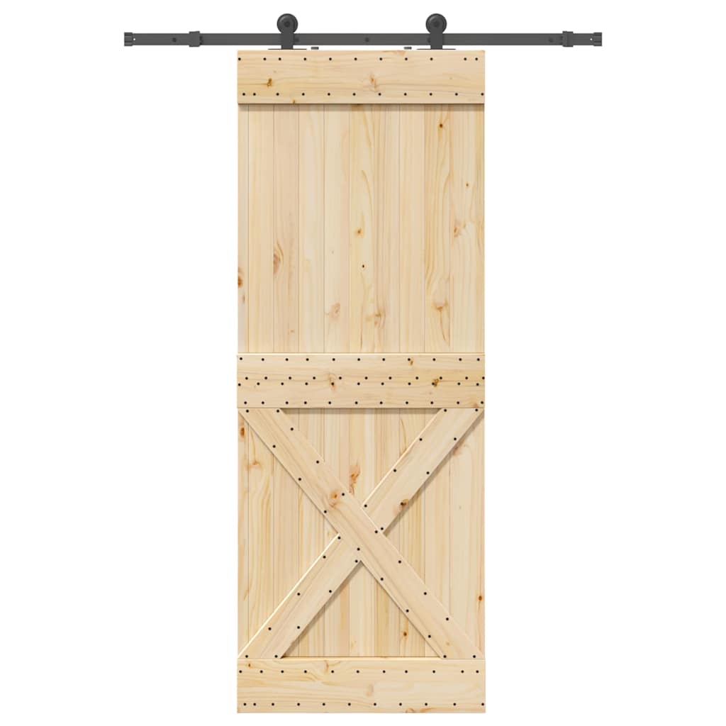 Sliding Door with Hardware Set 85x210 cm Solid Wood Pine