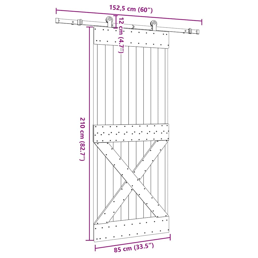 Sliding Door with Hardware Set 85x210 cm Solid Wood Pine