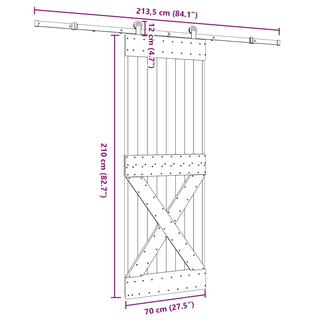 Sliding Door with Hardware Set 70x210 cm Solid Wood Pine