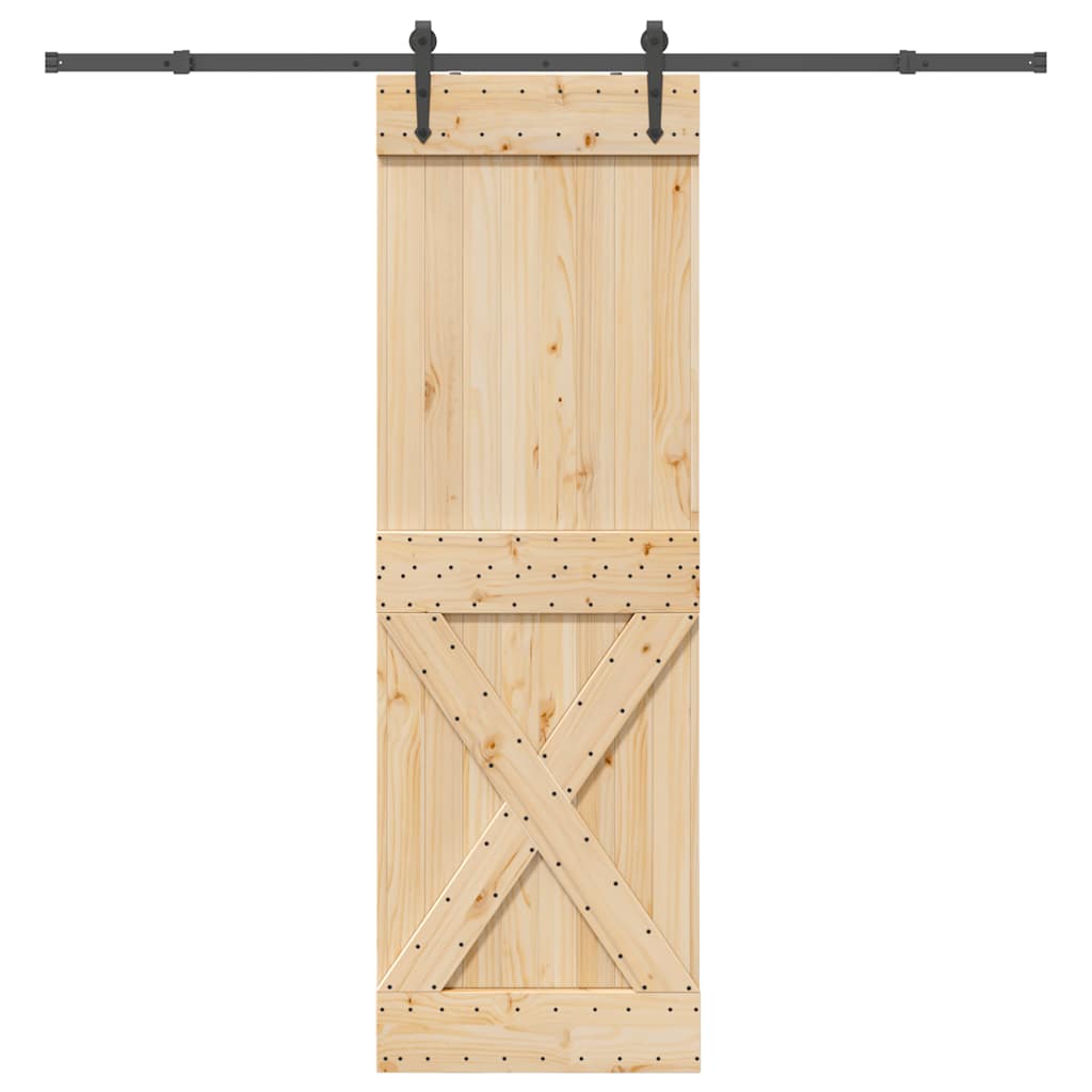 Sliding Door with Hardware Set 70x210 cm Solid Wood Pine