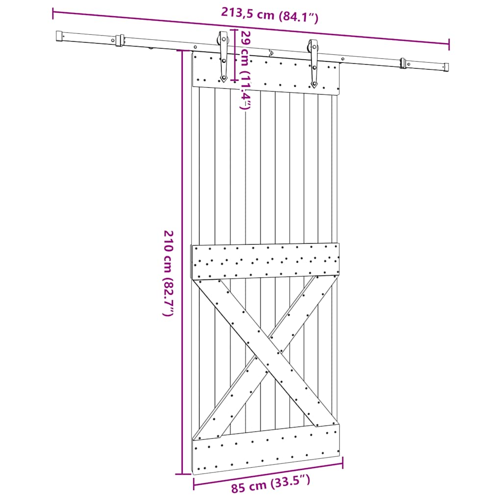 Sliding Door with Hardware Set 85x210 cm Solid Wood Pine