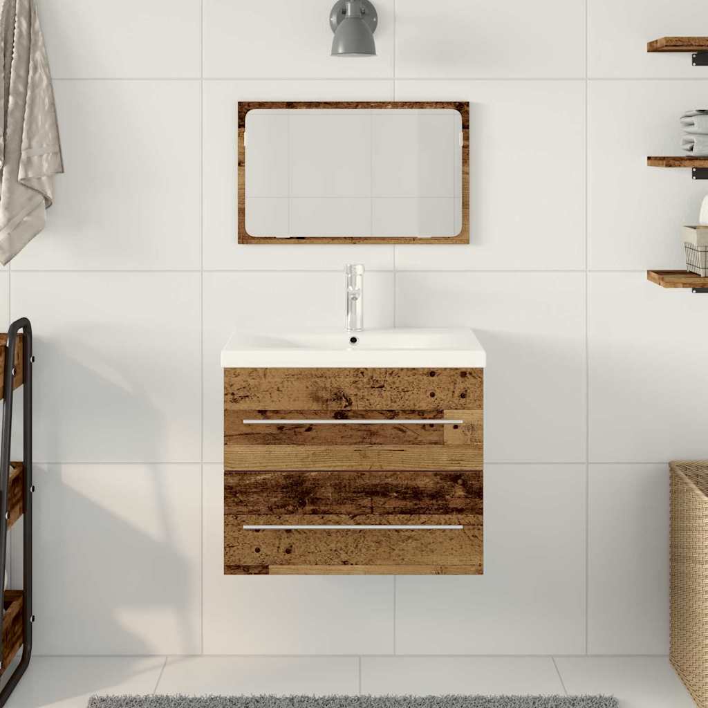 Sink Cabinet with Basin 2 pcs Old wood 60 x 38.5 x 48 cm