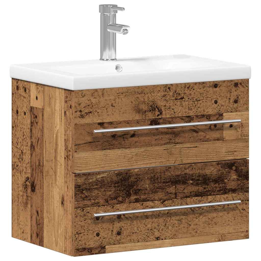 Sink Cabinet with Basin 2 pcs Old wood 60 x 38.5 x 48 cm