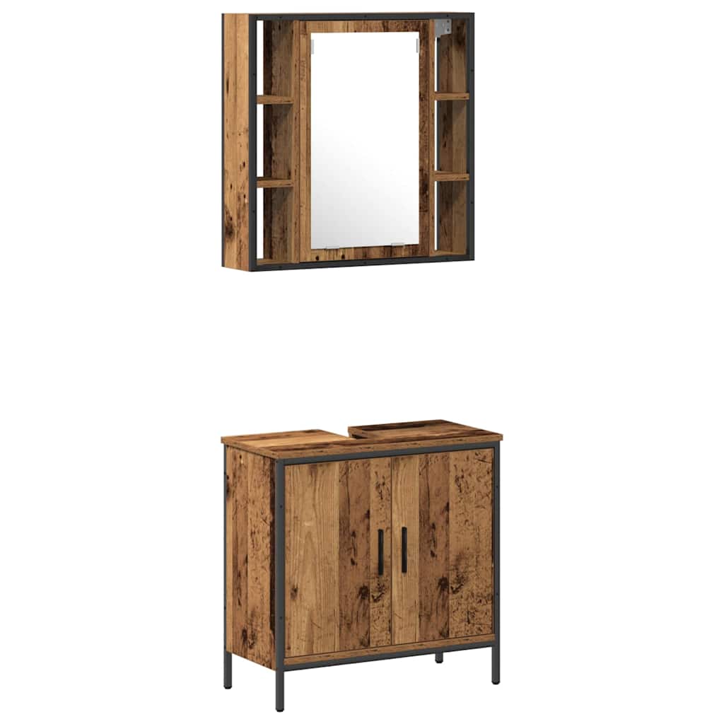 Bathroom Furniture Set with Shelf 2 pcs Brown 60 x 30 x 60 cm