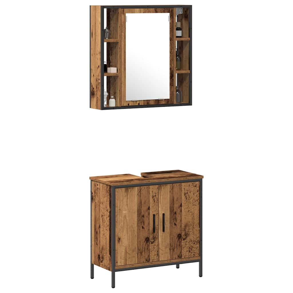 Bathroom Furniture Set with Shelf 2 pcs Brown 60 x 30 x 60 cm