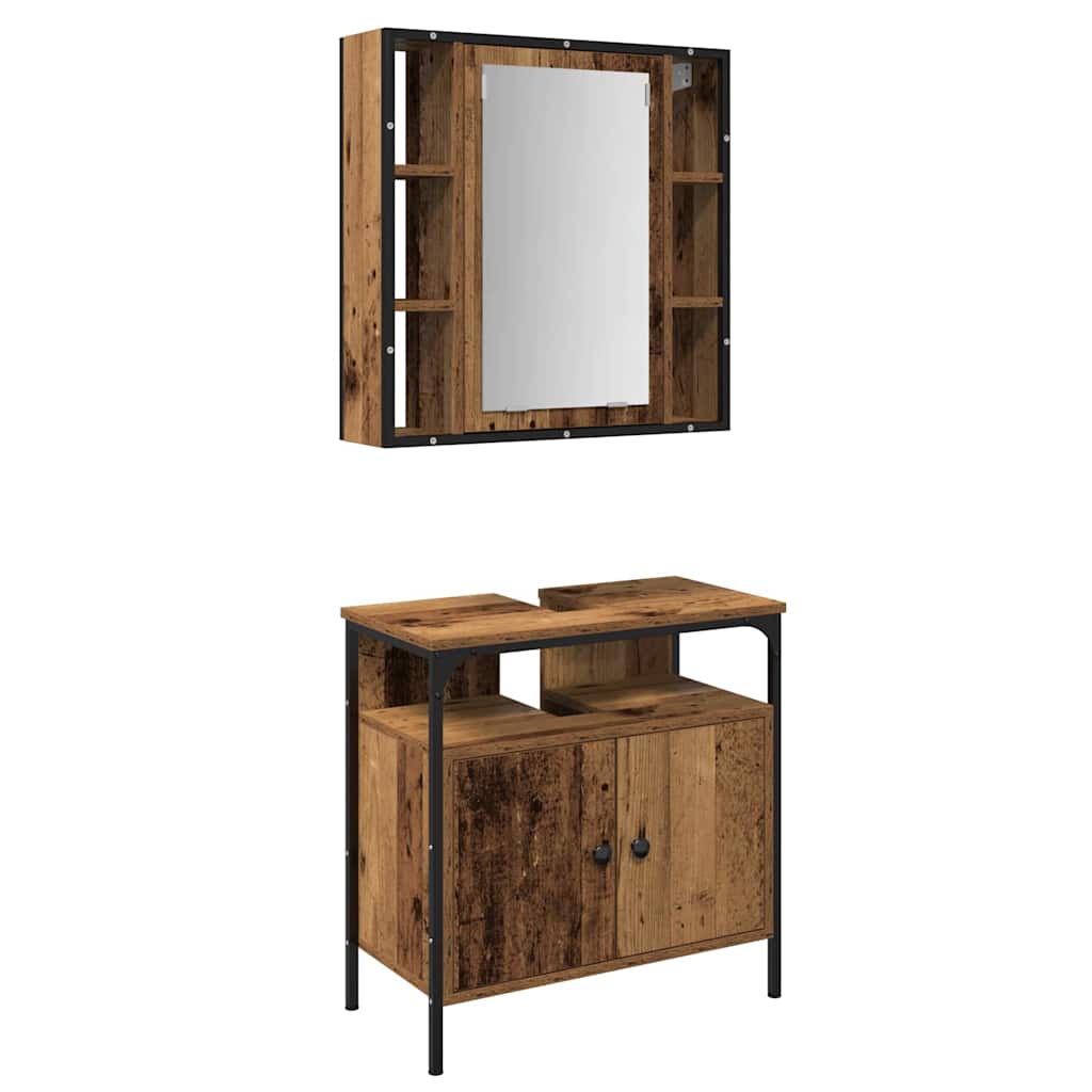Bathroom Furniture Set with Shelf 2 pcs Brown 60 x 30 x 60 cm