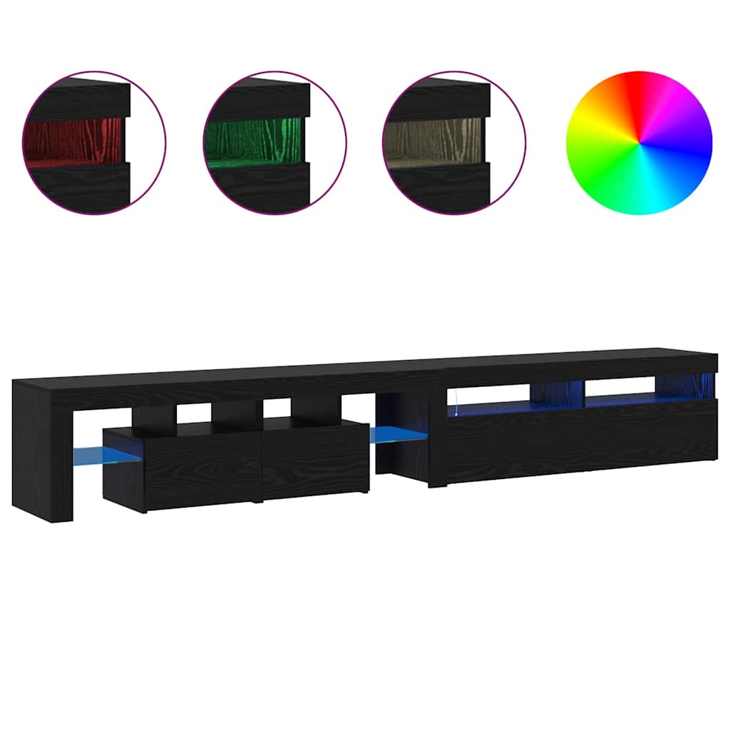 TV Cabinets 2 pcs Black oak 260 x 36.5 x 40 cm Engineered wood
