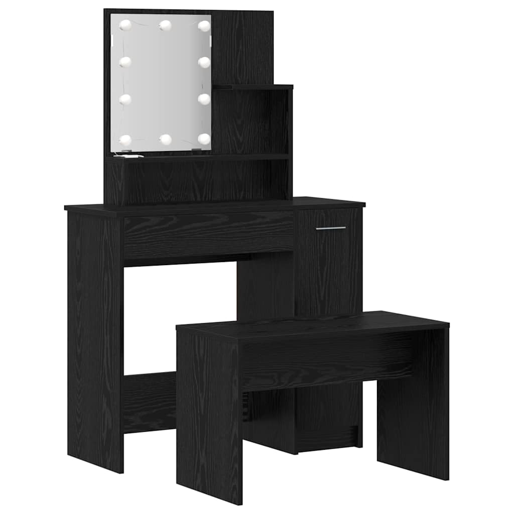 Dressing Table Set Black oak 86.5 x 35 x 136 cm Engineered wood