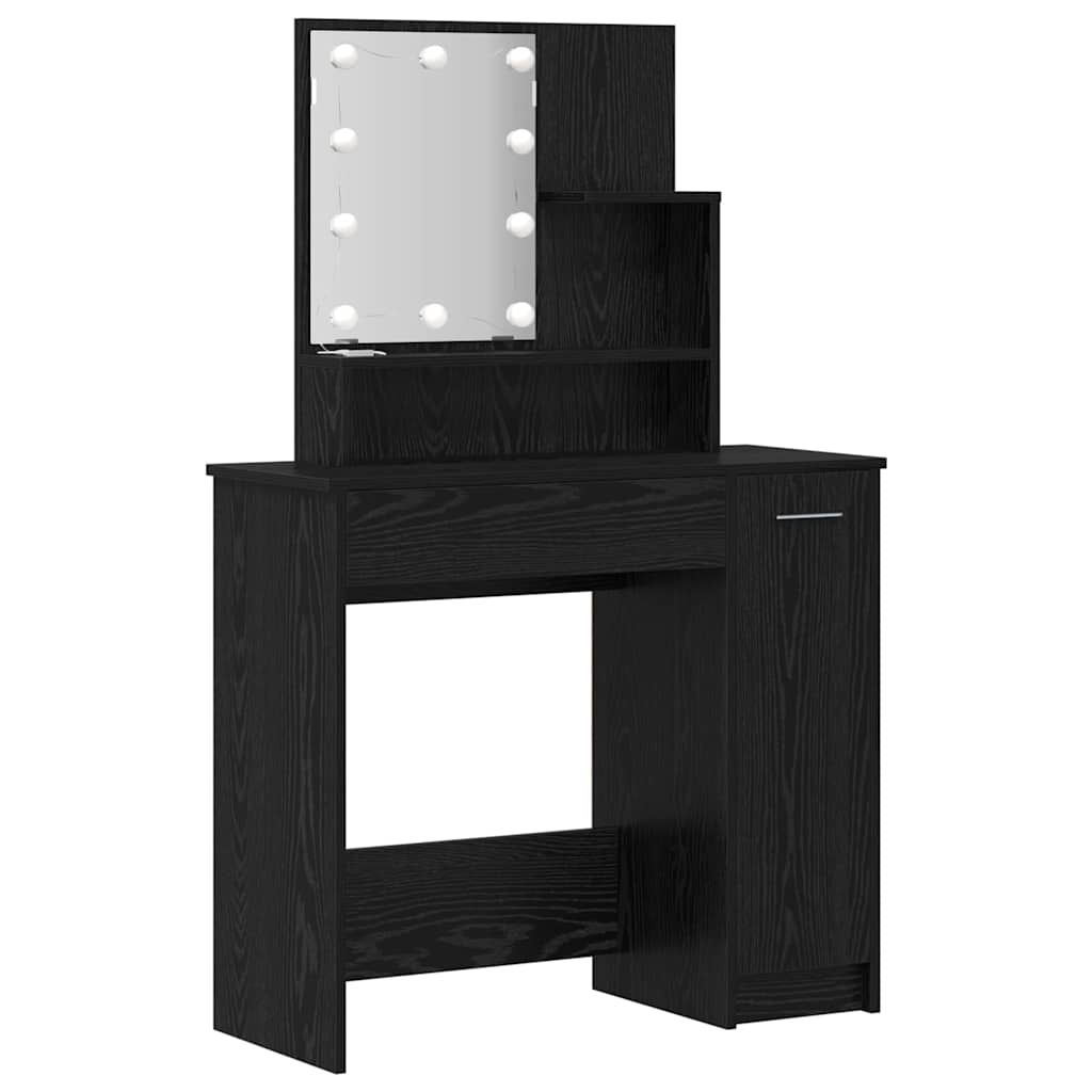 Dressing Table Set Black oak 86.5 x 35 x 136 cm Engineered wood