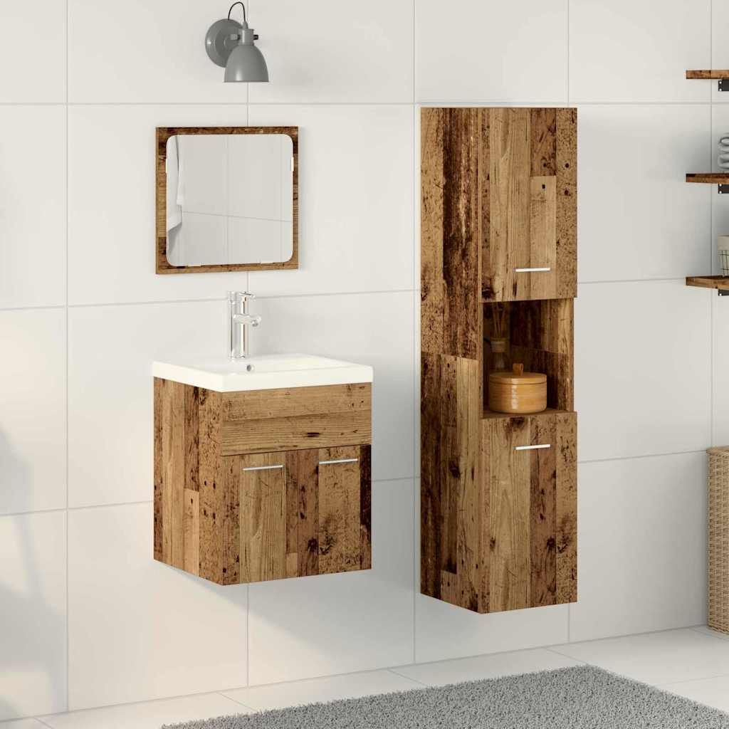 Bathroom Furniture Set 3 pcs Old Wood 41 x 38.5 x 46 cm