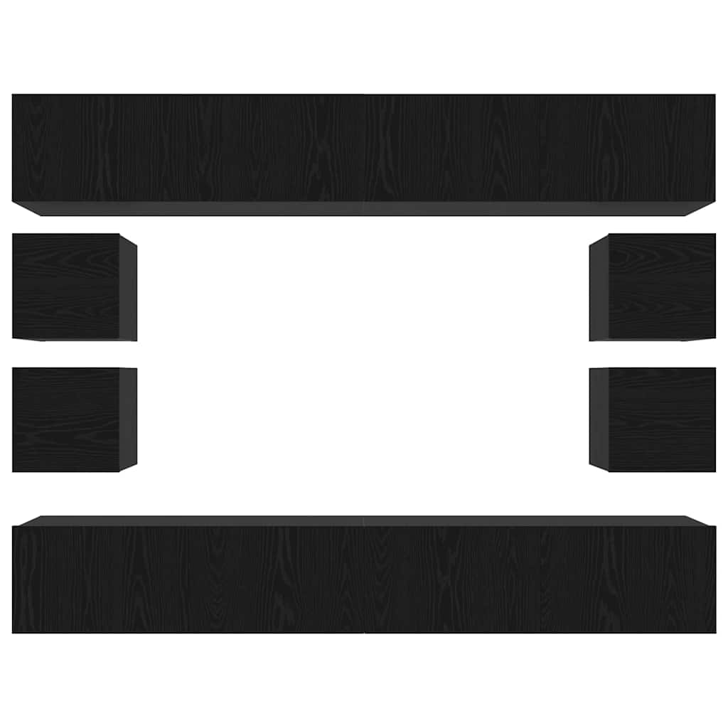 TV Cabinet Set 8 pcs Black oak 100 x 30 x 30 cm Engineered wood