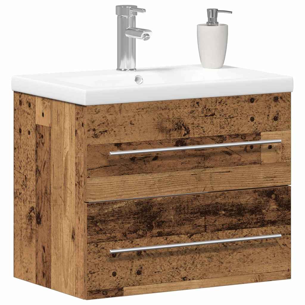 Sink Cabinet with Basin 2 pcs Old Wood 60 x 38.5 x 48 cm