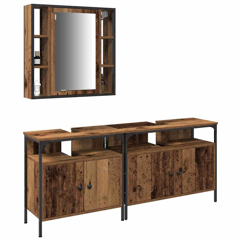 Bathroom Vanity Units with Shelf 3 pcs Brown 80 x 30 x 60 cm