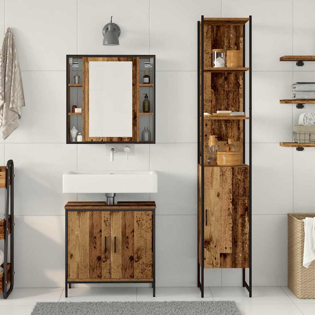 Bathroom Vanity Units with Shelf 3 pcs Brown 33 x 33 x 185.5 cm