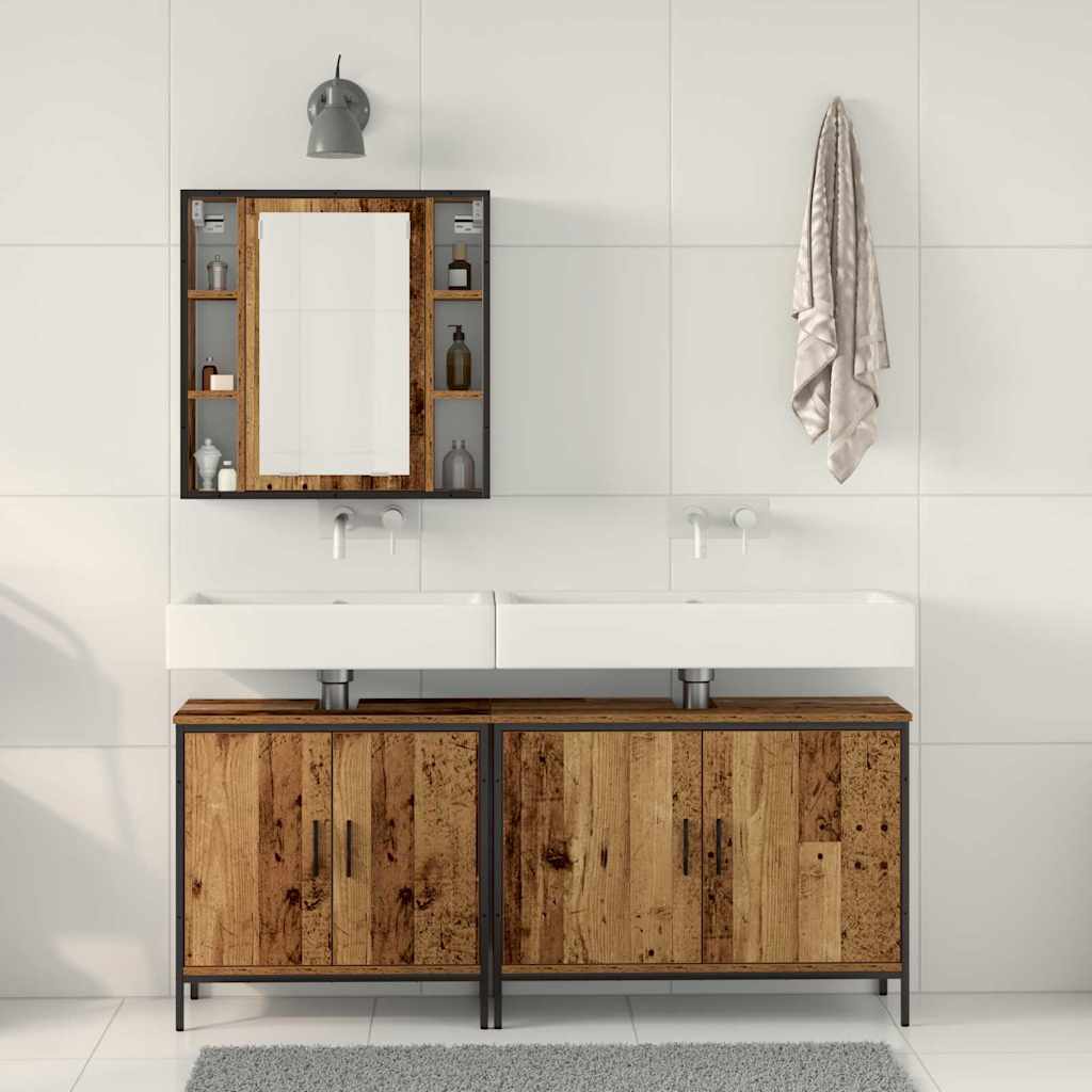 Bathroom Furniture Set with Shelf 3 pcs Brown 60 x 16 x 60 cm