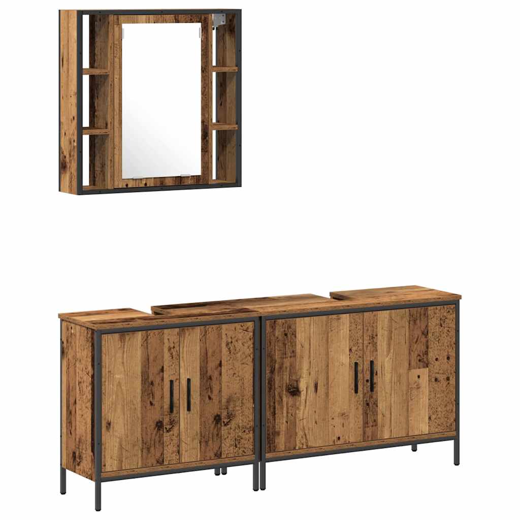 Bathroom Furniture Set with Shelf 3 pcs Brown 60 x 16 x 60 cm