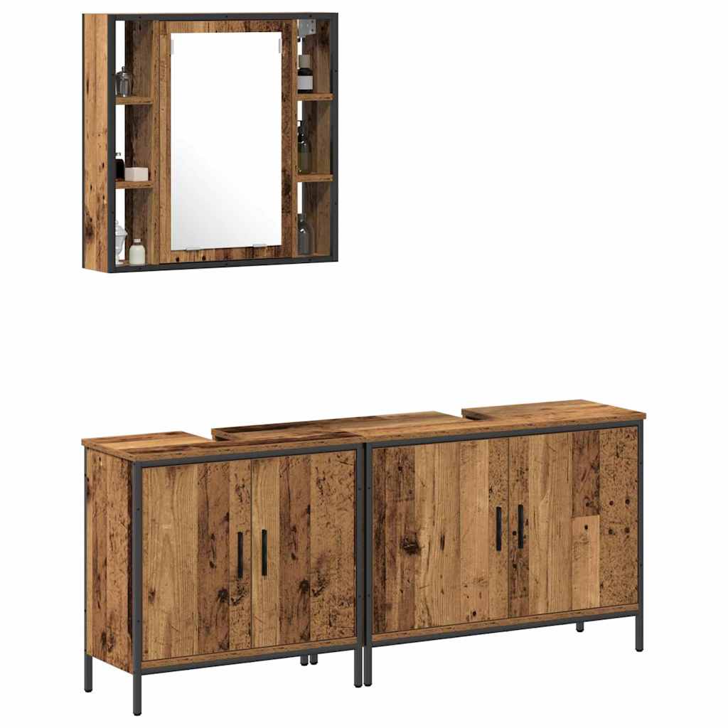 Bathroom Furniture Set with Shelf 3 pcs Brown 60 x 16 x 60 cm