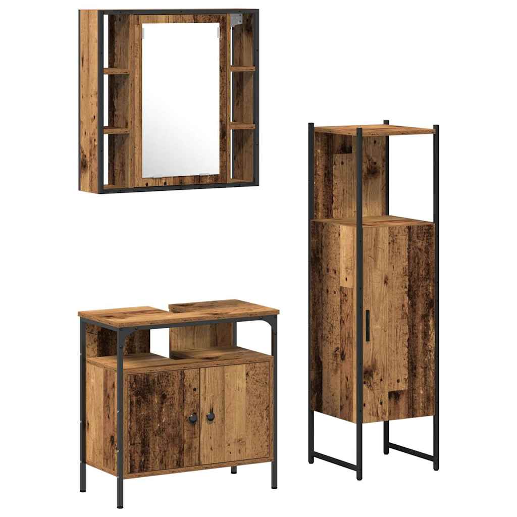 Bathroom Furniture Set with Shelf 3 pcs Brown 60 x 30 x 60 cm