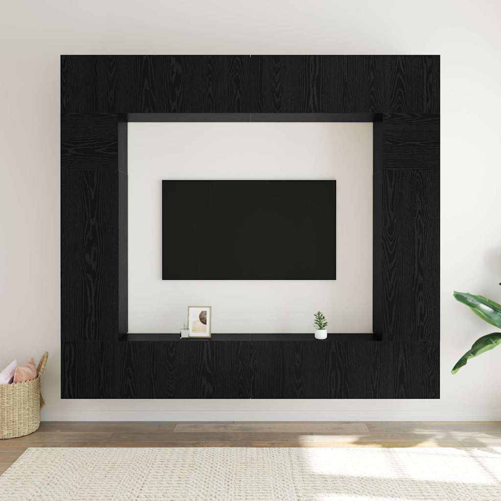 TV Cabinet Set 8 pcs Black oak 100 x 30 x 30 cm Engineered wood