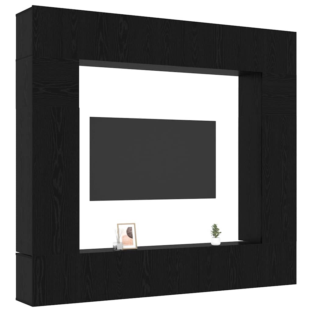 TV Cabinet Set 8 pcs Black oak 100 x 30 x 30 cm Engineered wood