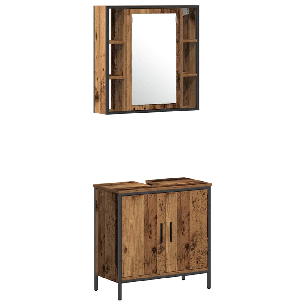 Bathroom Furniture Set with Door 4 pcs Brown 33 x 33 x 185.5 cm