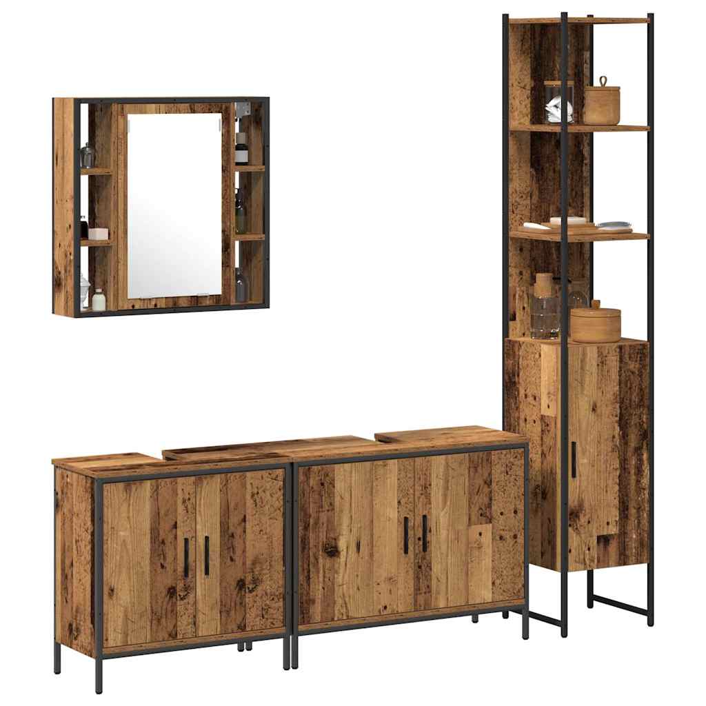 Bathroom Furniture Set Other 4 pcs Brown 33 x 33 x 185.5 cm
