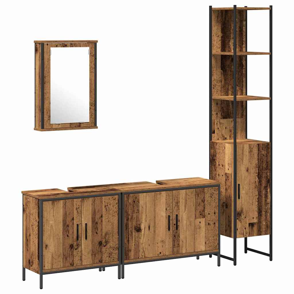 Bathroom Furniture Set with Door 4 pcs Brown 33 x 33 x 185.5 cm