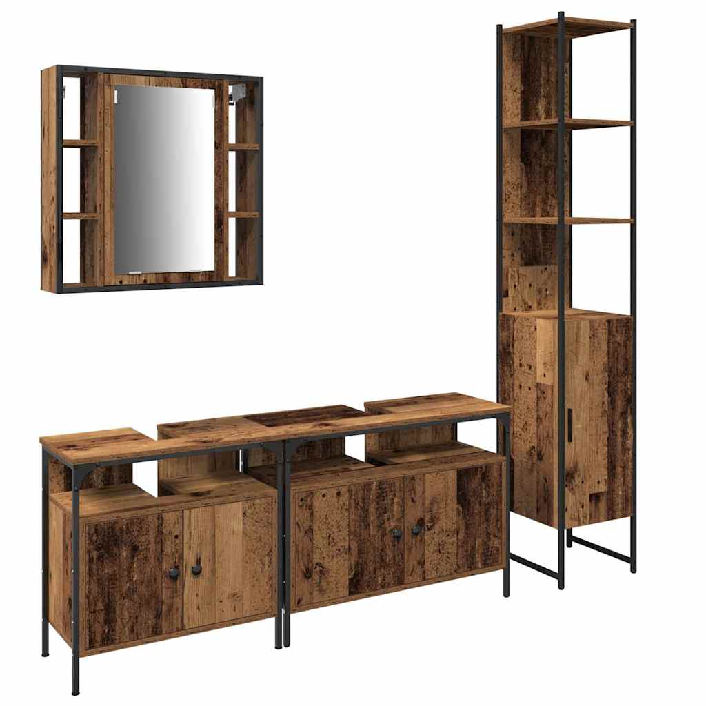 Bathroom Cabinet Set Other 4 pcs Old wood 33 x 33 x 185.5 cm
