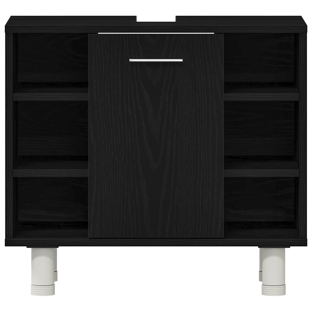 Bathroom Furniture Set with Door 3 pcs Black 30 x 30 x 179.5 cm